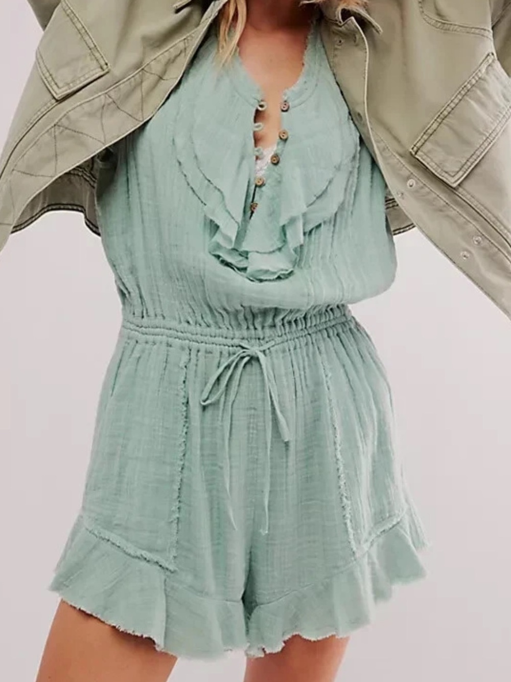 Free People One Naya Ruffle Romper/sz M